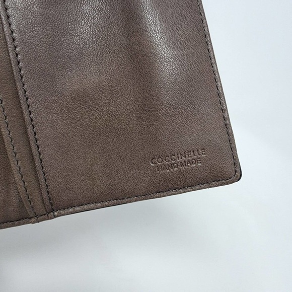 Coccinelle Italy Wallet Taupe Soft Leather Handmade Trifold Designer Snap 7x4" - Picture 5 of 11